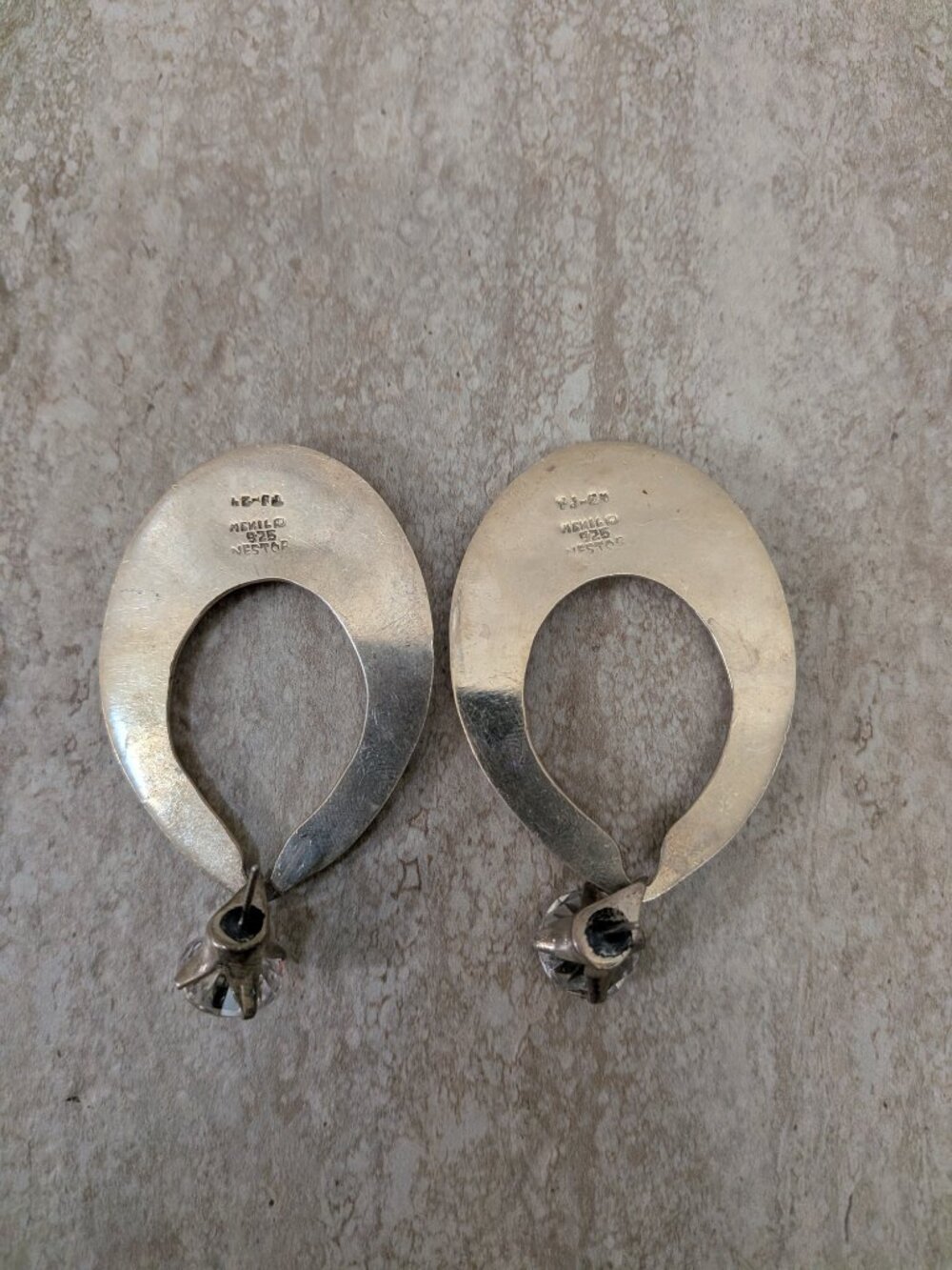 Vintage Taxco Sterling Silver Teardrop Dangle Earrings Nestor TJ-24 Mexico 33g - Picture 4 of 6